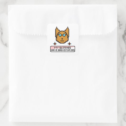 Adorable Nerd Puppy with Glasses Vierkante Sticker (Tas)