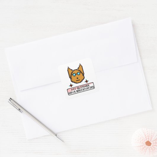 Adorable Nerd Puppy with Glasses Vierkante Sticker (Envelop)