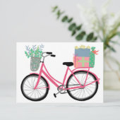 Adorable Noël Vélos Cadeaux Pink Carte de vacances (Debout devant)