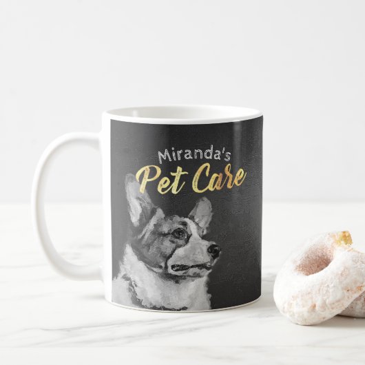Adorable Noir et Blanc Huile de chien Peinture Mug (Avec donut)