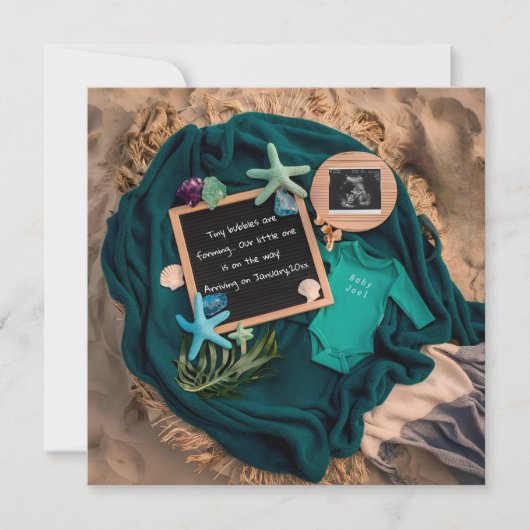 Adorable Océan Thème Grossesse faire-part (Devant)
