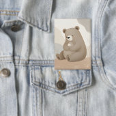 Adorable Ours Brun à la Marguerite - Aquarelle Button (Insitu)