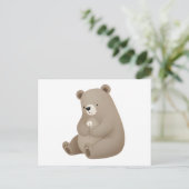 Adorable Ours Brun à la Marguerite – Illustration  Briefkaart (Staand voorkant)
