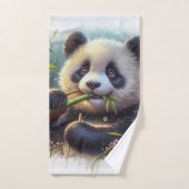 Adorable Ours De Panda Mangeant Bambou (Serviette à main)