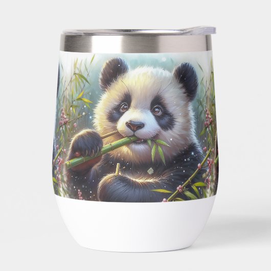 Adorable Ours De Panda Mangeant Bambou (Gauche)