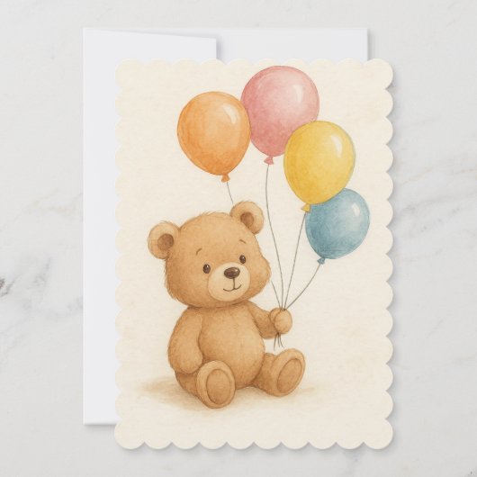 Adorable Ours En Congé Invitation Anniversaire (Dos)