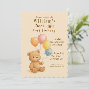 Adorable Ours En Congé Invitation Anniversaire