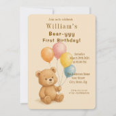 Adorable Ours En Congé Invitation Anniversaire (Devant)