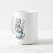 Adorable ours en peluche en tasse avec fleurs (Devant gauche)