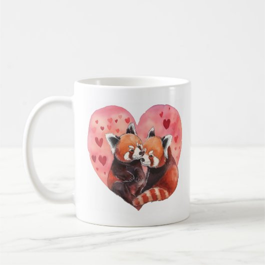Adorable Panda Rouge Valentines Jour Coeurs Mug (Gauche)