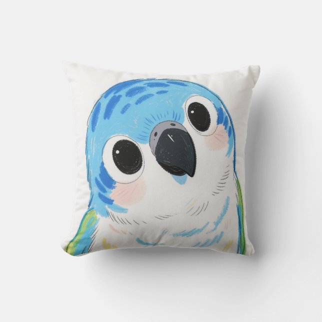 Adorable Parrot Bleu Coussin décoratif (Recto)