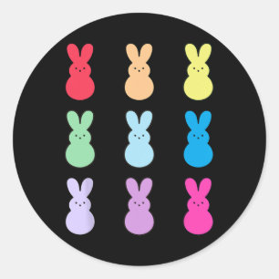 Adorable Pasen Konijn Regenboog T-shirt – Cute Pas Ronde Sticker