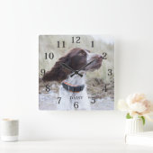 Adorable Personalized Dog Pet Photo Vierkante Klok (Huis)