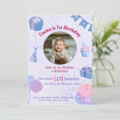 Adorable Personnalisé 1er anniversaire Invitations (Debout devant)