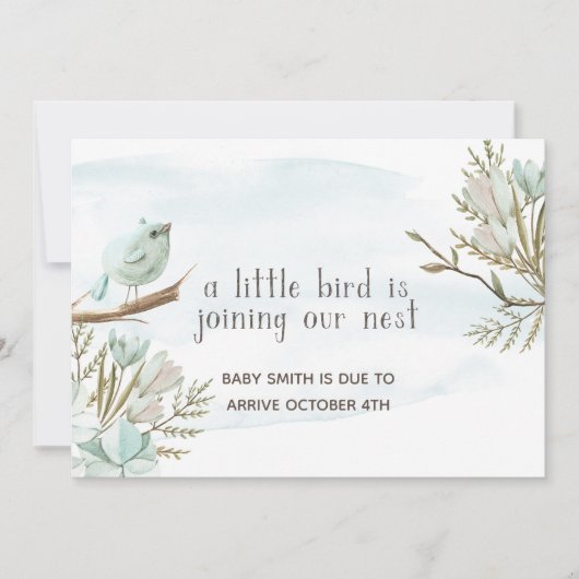 Adorable Petit Oiseau Faire-part de grossesse (Devant)