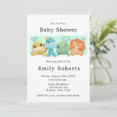 Adorable Petits Dinosaures Bébé Douche Invitations (Debout devant)