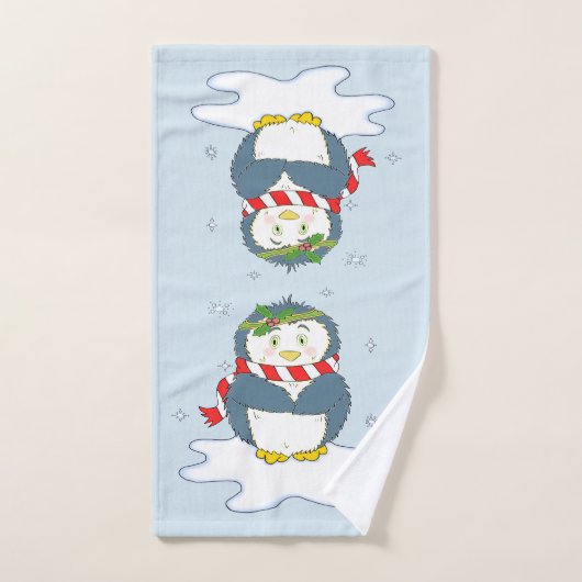 Adorable pingouin de Noël (Serviette à main)