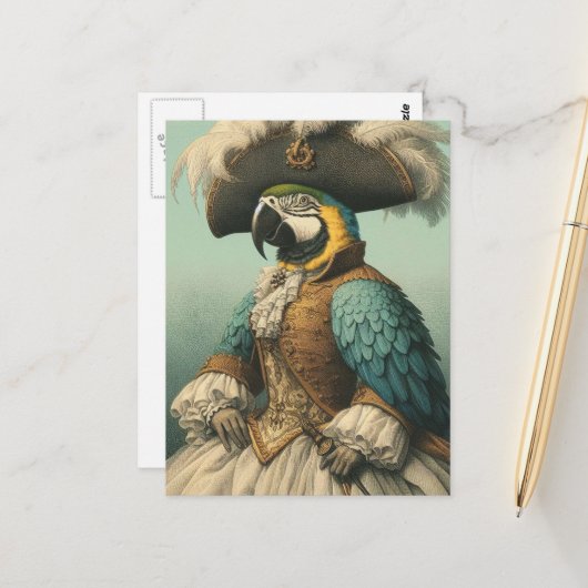 Adorable Pirate Bird Briefkaart (Voorkant / Achterkant in situ)