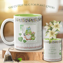 Adorable Plant Kindness Green Garden Chic Gnome Tweekleurige Koffiemok