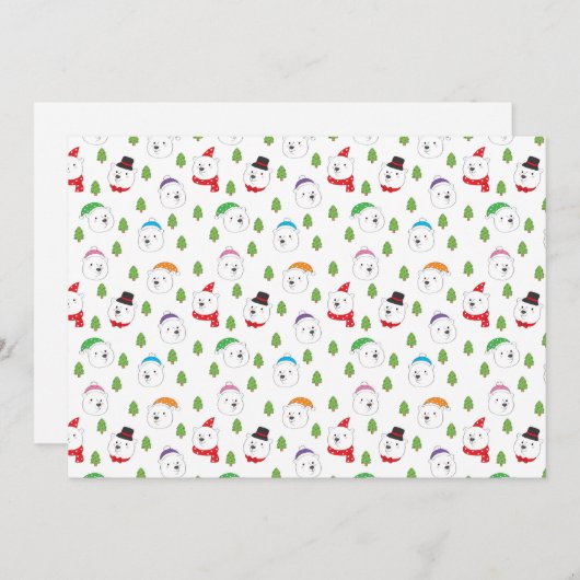 Adorable Polar Bear Head Christmas Feestdagenkaart (Voorkant / Achterkant)