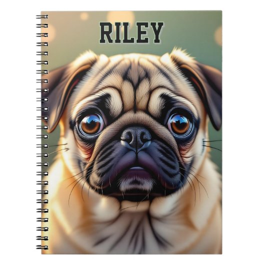 Adorable Pug Close up | Cute Dog Personalized Notitieboek (Voorkant)