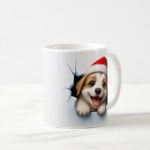Adorable Puppy in Santa Hat Cute Christmas Dog  Koffiemok (Voorkant rechts)