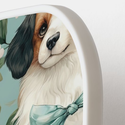 Adorable Puppy on Sage Green Background Pickleball Paddle (Links Detail)