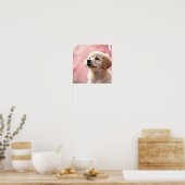 Adorable Puppy Sitting Under Blooming Cherry Trees Poster (Keuken)