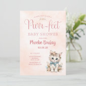 Adorable "Purr-fect" Kitten Baby shower Invitation (Debout devant)