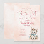 Adorable "Purr-fect" Kitten Baby shower Invitation (Devant / Derrière)