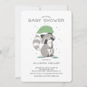 Adorable Raccoon Baby shower Invitation (Devant)