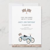 Adorable Race Voiture Anniversaire Invitation (Devant)