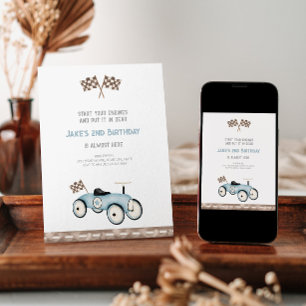 Adorable Race Voiture Anniversaire Invitation