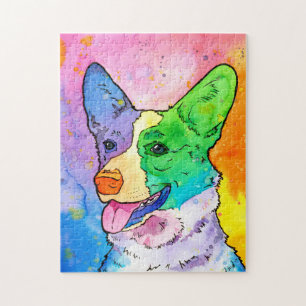 Adorable Rainbow Corgi aquarelle puzzle