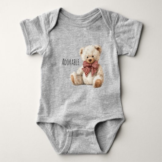 Adorable Red Cream Teddy Bear Romper (Voorkant)