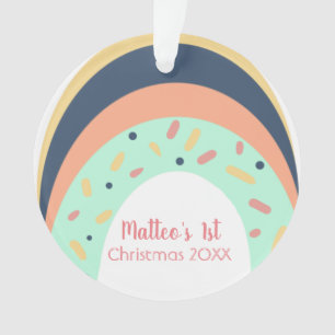 Adorable Regenboog Confetti 1e Kerstmis Ornament