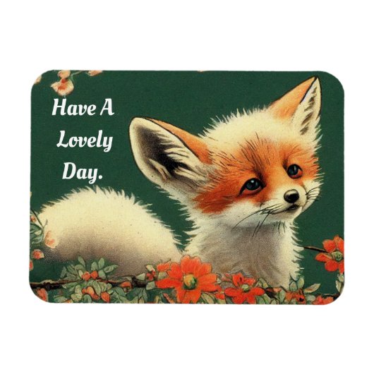 Adorable Renard dans les fleurs Magnet flexible (Horizontal)