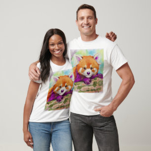 Adorable Rode Panda Watercolor Postzegel T-shirt