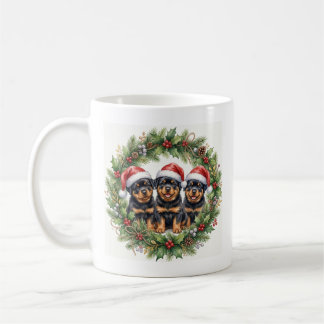 Adorable Rottweiler Puppy Kerstmok Koffiemok