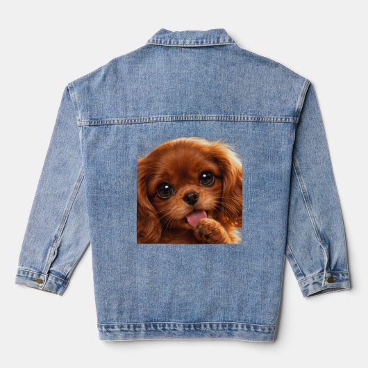 Adorable Ruby Cavalier Spaniel  Denim Jacket (Achterkant)