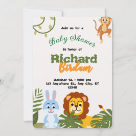 Adorable Safari Baby Shower Invitation Kaart