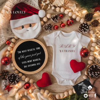 Adorable Santa Christmas Pregnancy Announcement Kaart