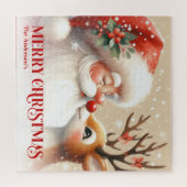 Adorable Santa Rudolph Personalized Holiday Puzzle Legpuzzel (Horizontaal)