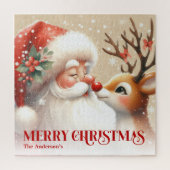 Adorable Santa Rudolph Personalized Holiday Puzzle Legpuzzel (Verticaal)