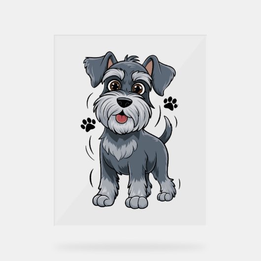 Adorable Schnauzer Pup Illustration With Big Eyes (Recto)