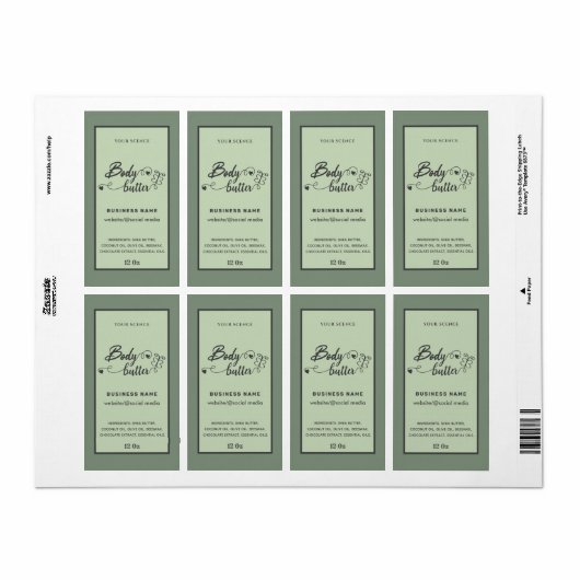 Adorable script papillon corps beurre étiquette (Feuille entière)