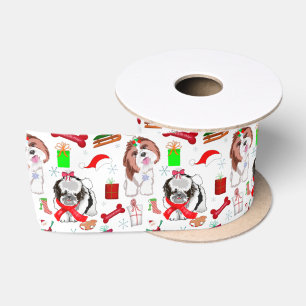 Adorable Shih Tzu Kerstmis Naadloos Patroon Lint