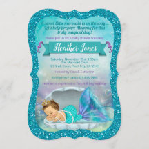 Adorable Sirène Baby Shower Invitations 130 Lumièr