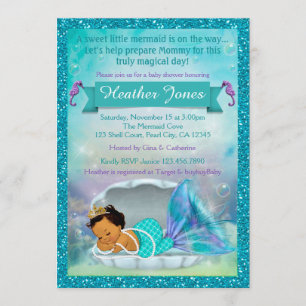 Adorable Sirène Douche bébé Invitations #136 MED
