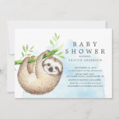 Adorable Sloth Baby shower Invitation (Devant)